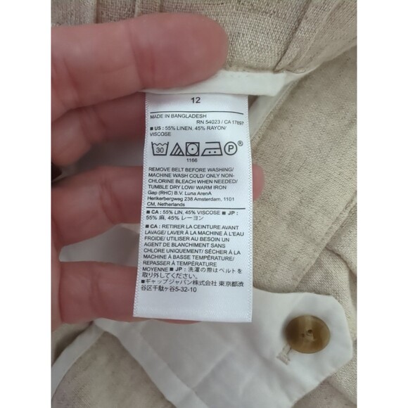 NWT Banana Republic Sz 12 Wide Leg Pleated Linen Blend Paperbag High Rise Pants - Picture 11 of 15